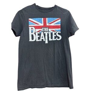 The Beatles Union Jack Graphic T-Shirt S Black Cotton